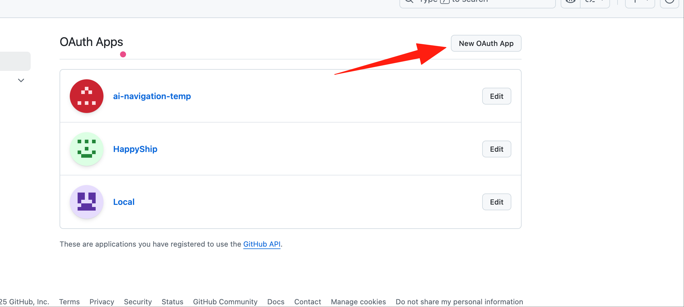 GitHub OAuth App创建页面