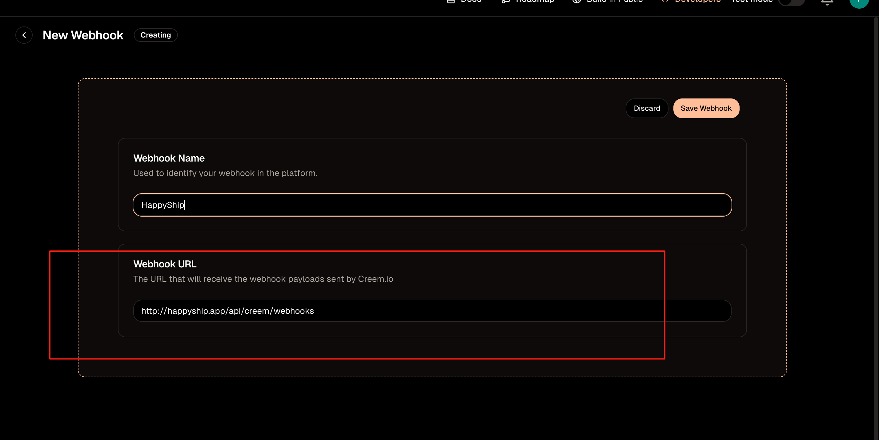 Creem Webhook Secret复制