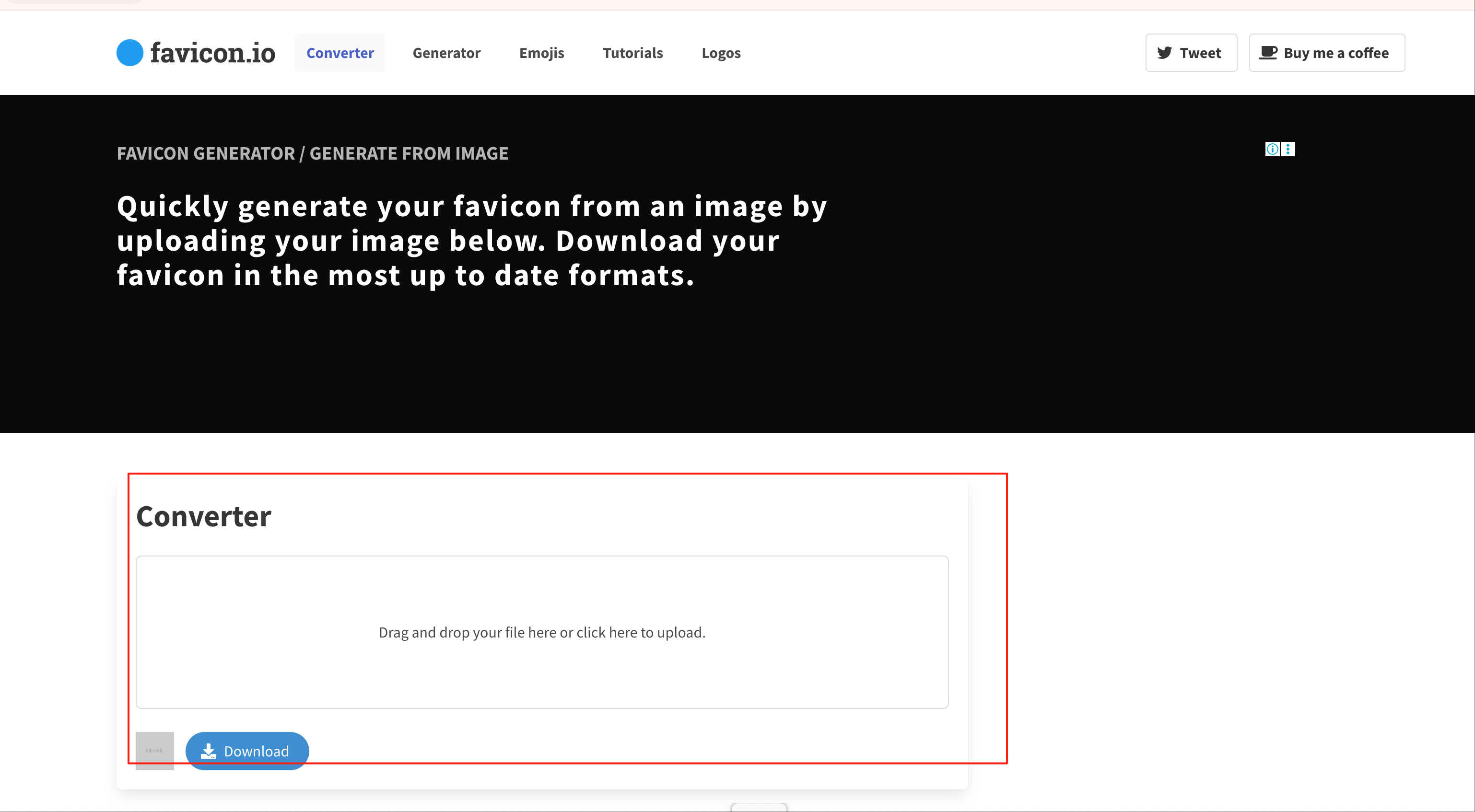 favicon.io在线转换工具操作界面