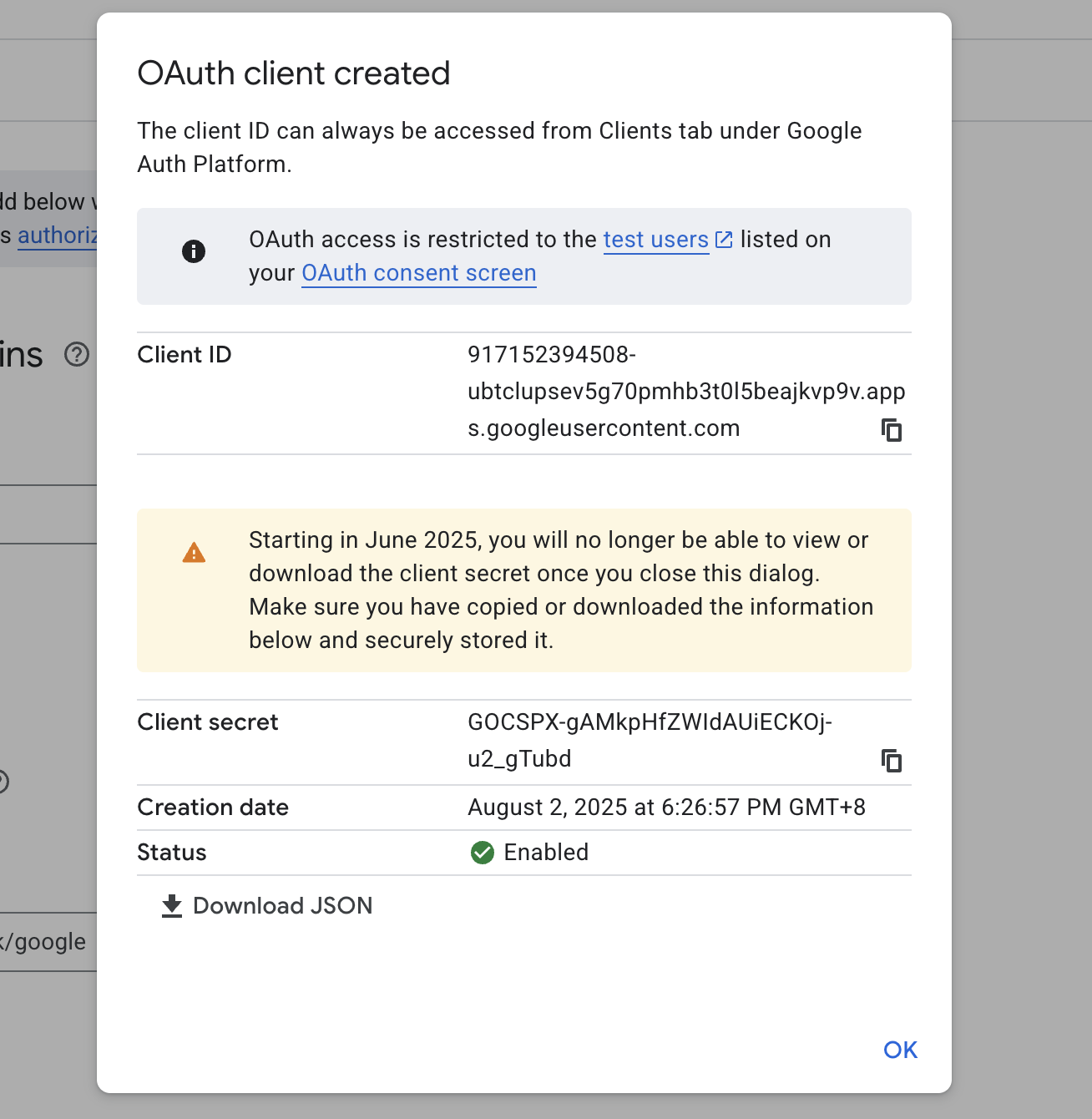 Google客户端凭据