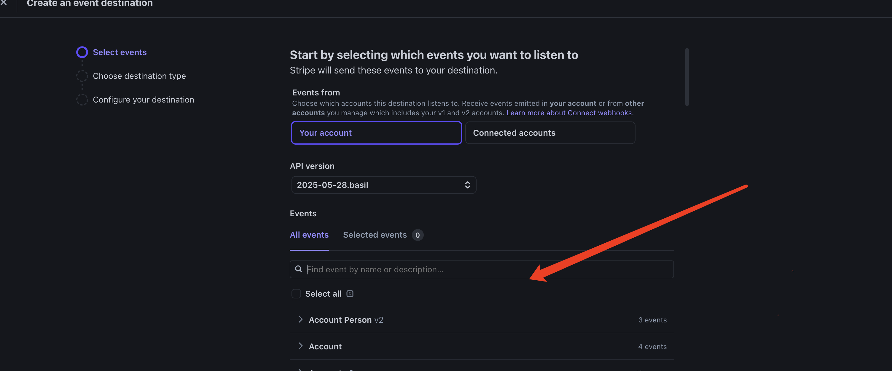 Stripe Webhook事件选择1